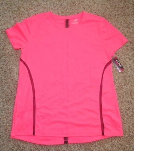 Womens Athletic Shirt Pink Medium Short Sleeve Crewneck Mesh Side Top Zone Pro - Picture 1 of 3